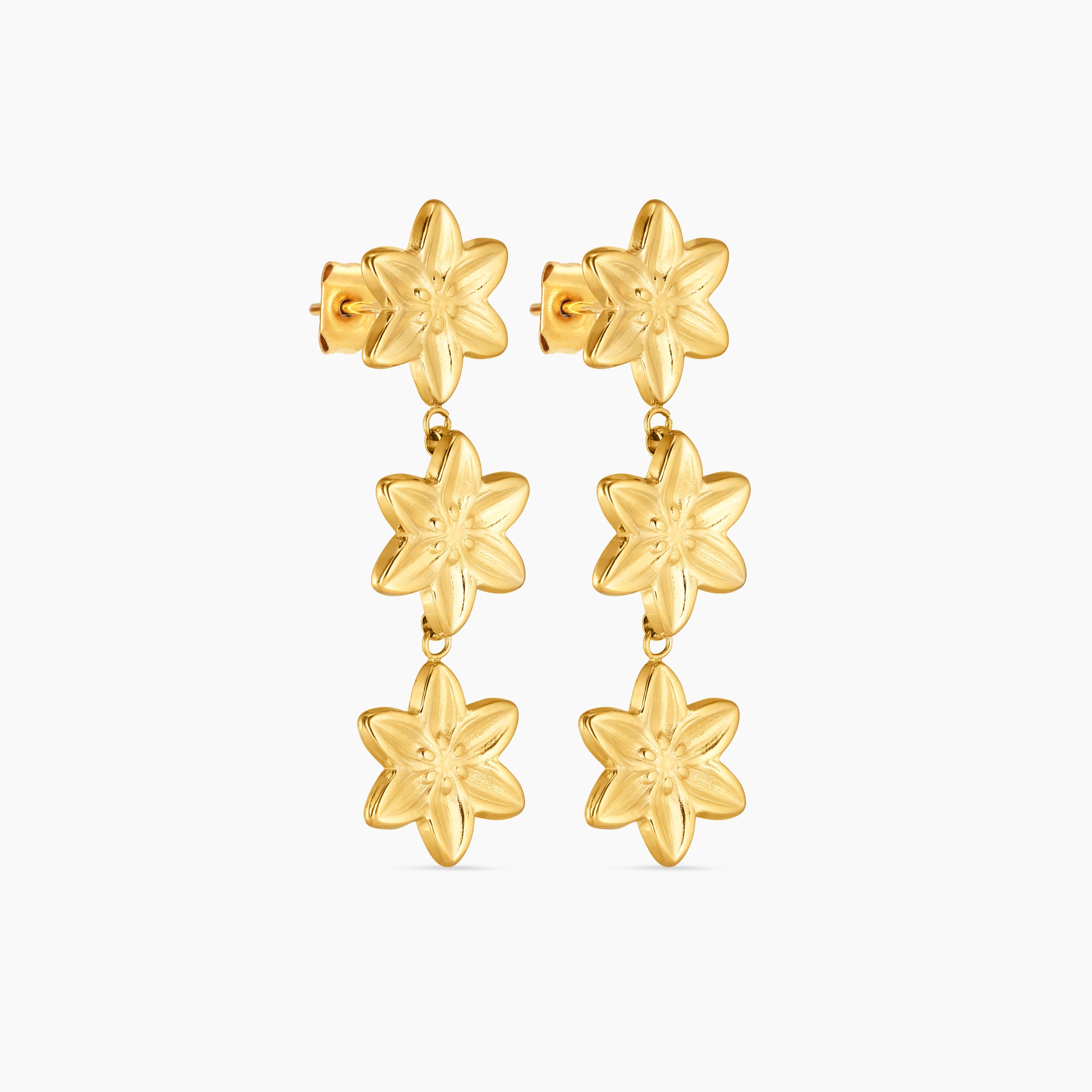 LILY ØRERINGE GULDBELAGT (3 BLOMSTER)