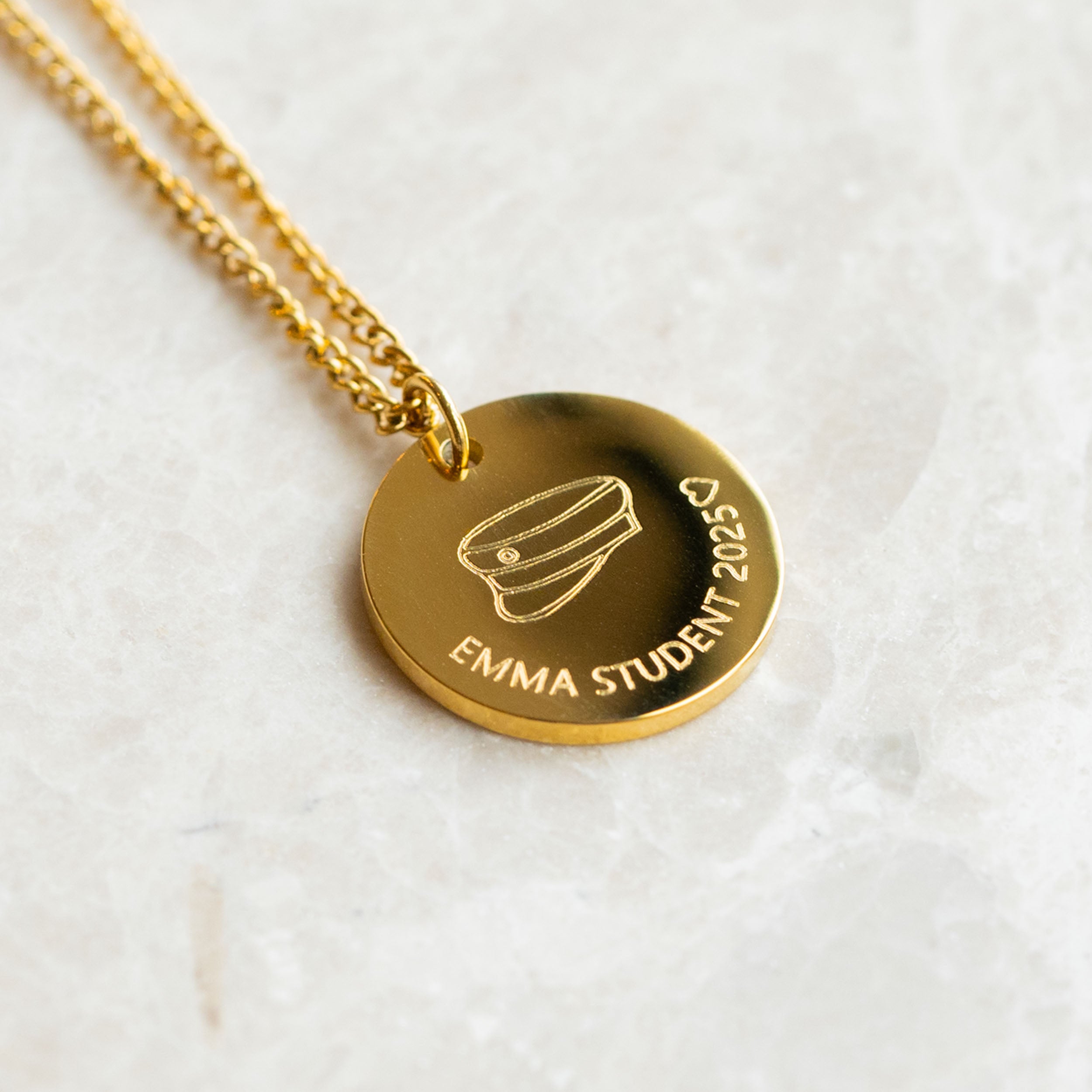 STUDENTERHUE HALSKÆDE - 02 GULDBELAGT