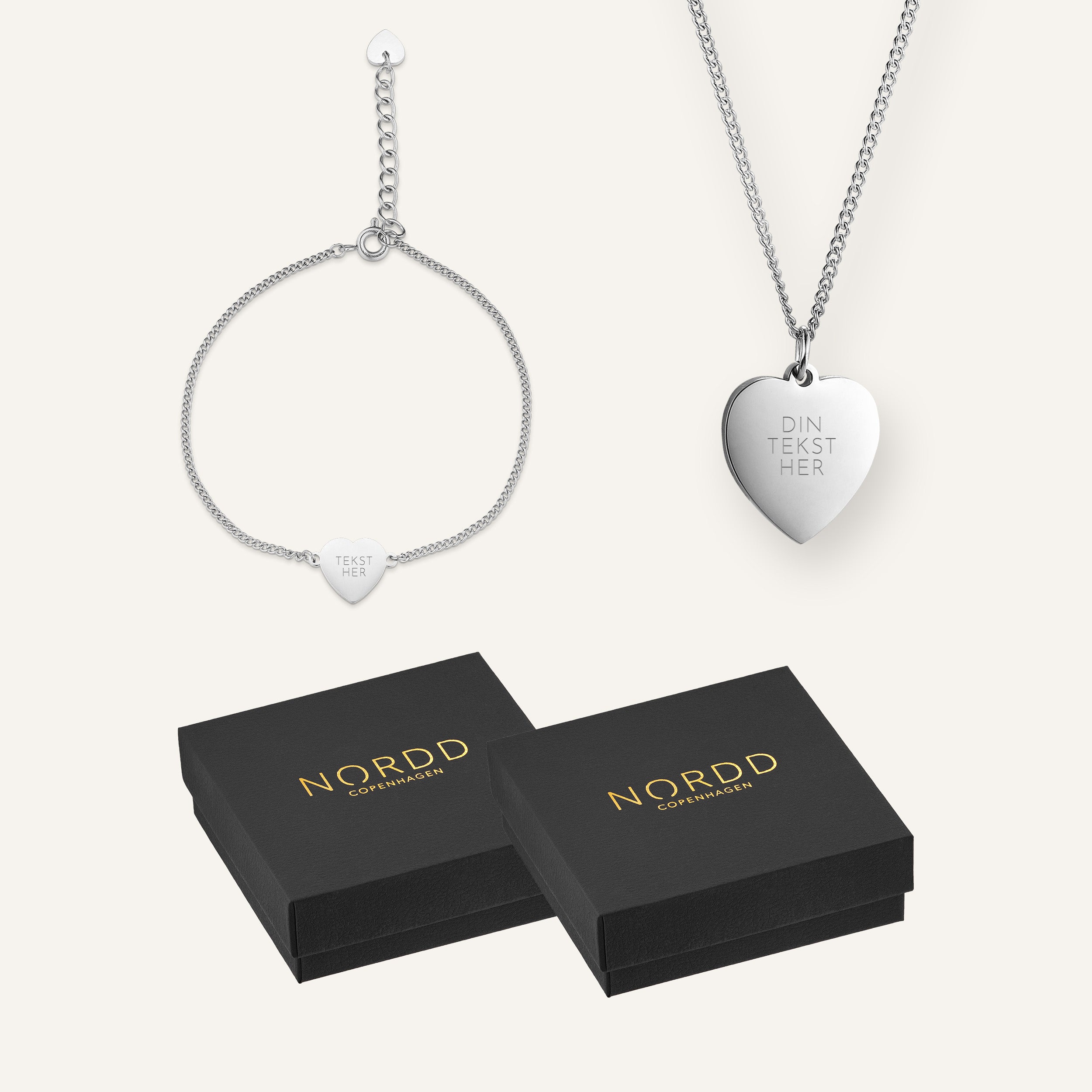 Hjertesmykker Gavesæt - Halskæde + Armbånd - Nordd Copenhagen