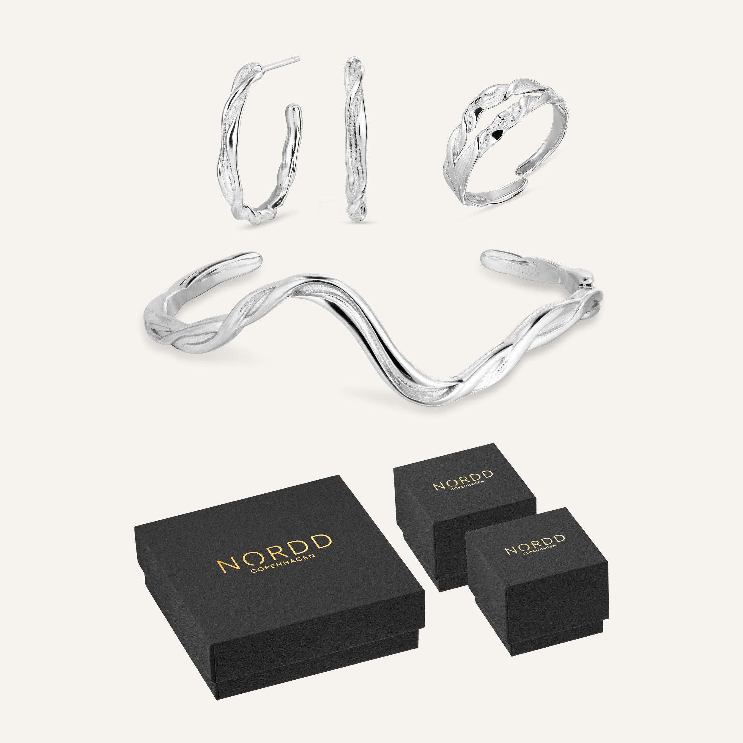 Twist Smykker Gavesæt - Armbånd + Ring + Ørering - Nordd Copenhagen